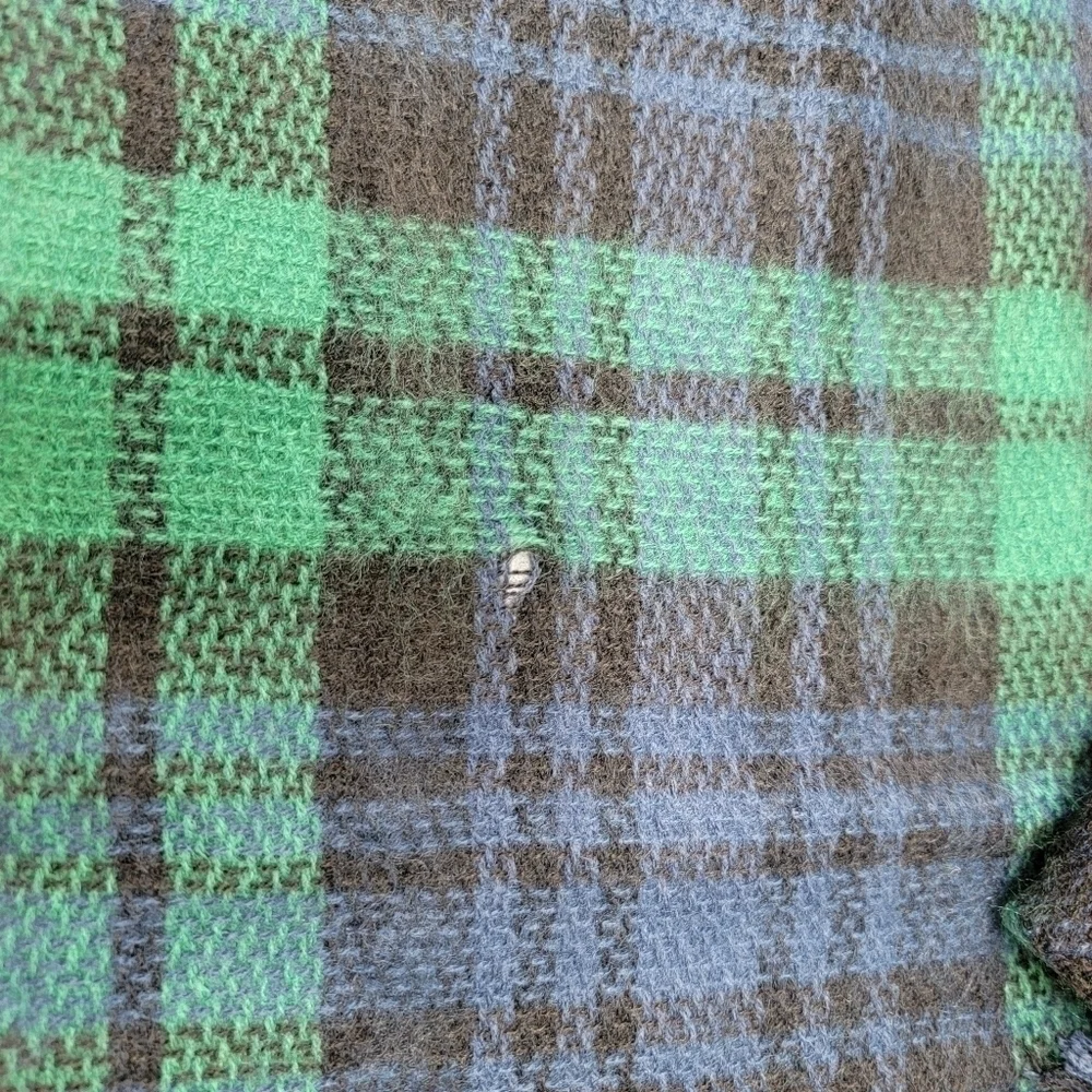 Navy & Green Plaid Blanket Scarf with Fringe Oversized Cozy Comfy Casual
